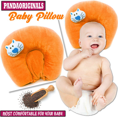 KidVibe Mustard Seeds Toons & Characters Baby Pillow Pack of 1(Orange)