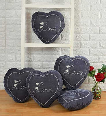 RM Handloom set of 5 Microfibre Solid Cushion Pack of 5(Grey)