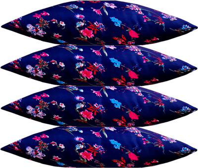 ACTOS Microfibre Floral Sleeping Pillow Pack of 4(Blue)