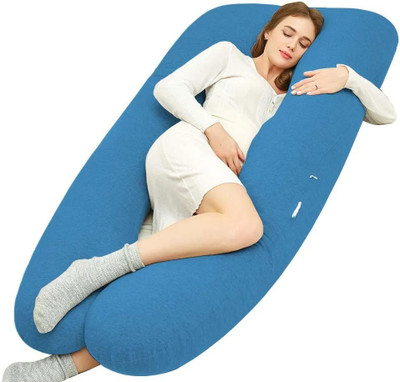 THUKRAN U Shape Polyester Fibre Solid Pregnancy Pillow Pack of 1(Light Blue)