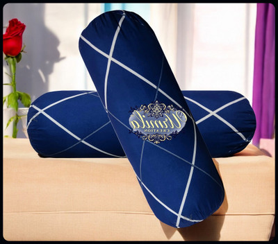 Urmila Creation Microfibre Bolster Pack of 2 Geometric Round(Dark Blue)