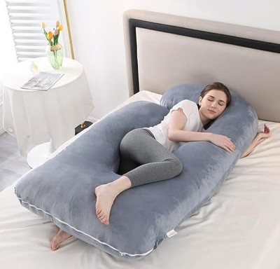 Mojo J shape solid pregnancy pillow Microfibre Solid Pregnancy Pillow Pack of 1(Grey 2)