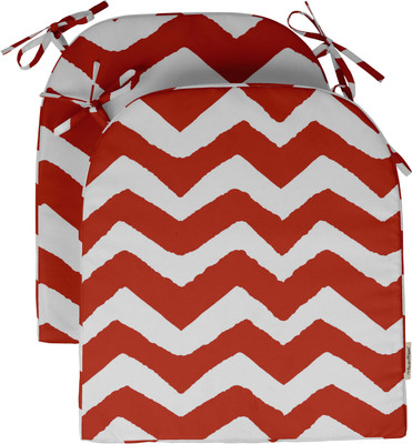 Vargottam Foam Stripes Chair Pad Pack of 2(Red1)