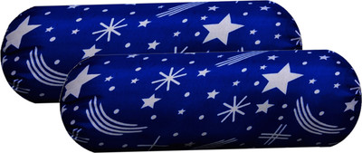 Swikon star Round Bolster Microfibre Abstract Sleeping Pillow Pack of 2(Dark Blue, Multicolor1)