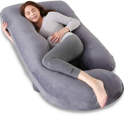 ANVANSA ultra soft j shaped pillow Polyester Fibre, Microfibre Solid Pregnancy Pillow Pack of 1(Grey)