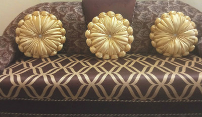 RACCOON Classic Look Microfibre Solid Cushion Pack of 3(Gold)