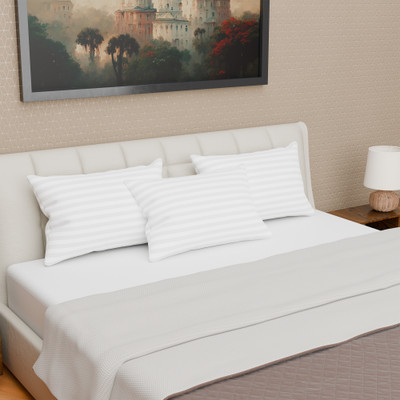 KUBER INDUSTRIES Microfibre Stripes Sleeping Pillow Pack of 3(White)