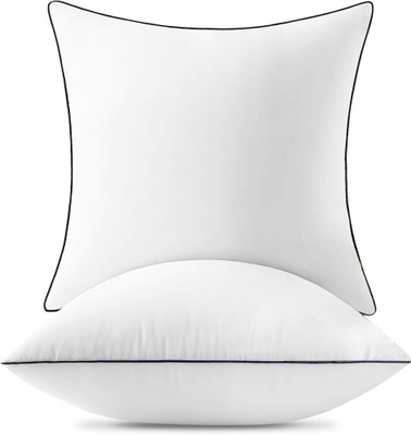 GIGLICK Superb Soft Fluffy Hollow Fibre Sqaure Cushions for Chair/Sofa/Bed/Living Room Microfibre Solid Cushion Pack of 2(White)