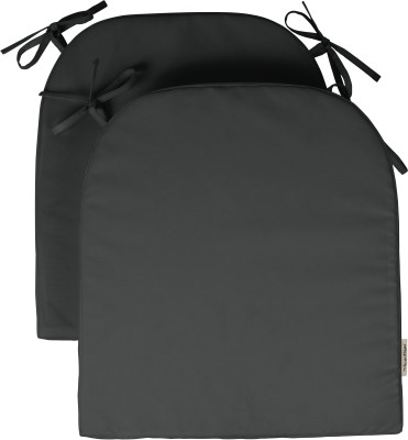 Vargottam Polyester Fibre Solid Chair Pad Pack of 2(Dark Gray)