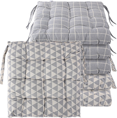 KUBER INDUSTRIES Microfibre Abstract Chair Pad Pack of 6(Grey, Grey)