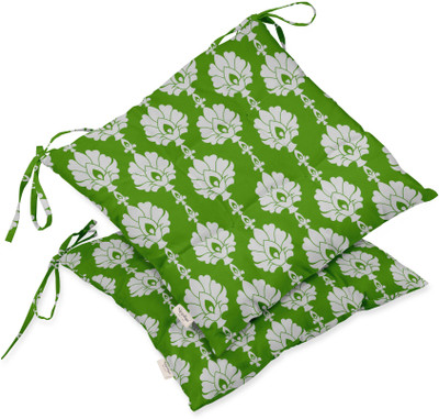 Vargottam Polyester Fibre Motifs Chair Pad Pack of 2(Light Green)
