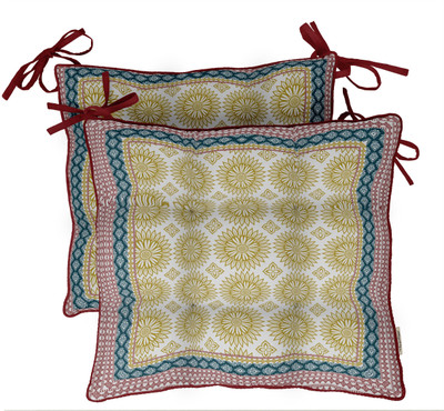 Vargottam Polyester Fibre Motifs Chair Pad Pack of 2(Multicolor4)