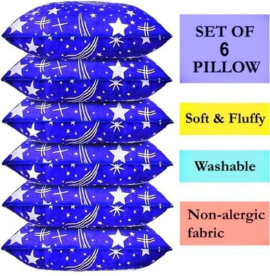 YPOLOIPO Polyester Fibre Sleeping Pillow Pack of 6 Abstract(Blue)