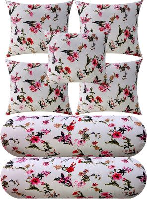 GKM Microfibre Bolster Pack of 7 Floral(White)