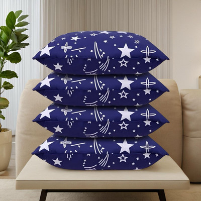 SOFT SNOOZE Luxury Microfibre Abstract Sleeping Pillow Pack of 4(Blue)