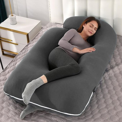 JoJo j shape Microfibre Solid Pregnancy Pillow Pack of 1(gray)