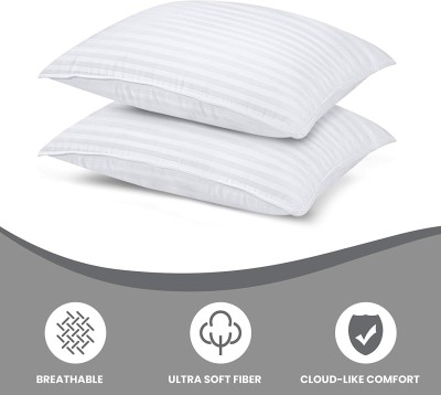 KWALITY DREAMS Polyester Fibre Stripes Sleeping Pillow Pack of 1(White)