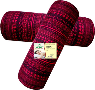 ACTOS Microfibre Abstract Bolster Pack of 2(Maroon)