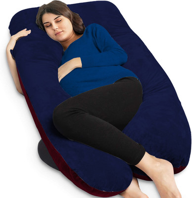 Mom's Moon Microfibre Solid Pregnancy Pillow Pack of 1(Dark Blue, Maroon)