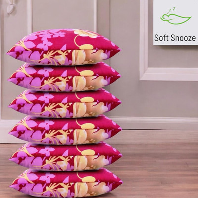 SOFT SNOOZE Soft Luxury Microfibre Floral Sleeping Pillow Pack of 6(Pink)