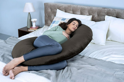 KWALITY DREAMS Luxury Polyester Fibre Solid Pregnancy Pillow Pack of 1(Brown)