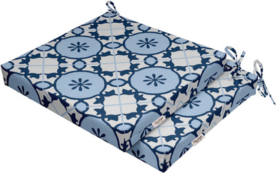 Vargottam Foam Geometric Chair Pad Pack of 2(Light Blue)