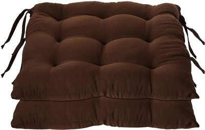 Barbican Microfibre Solid Chair Pad Pack of 2(Brown)
