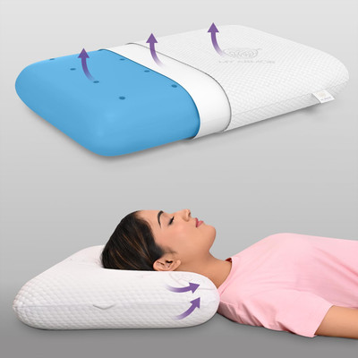 MY ARMOR Orthopedic Cooling Gel Infused Memory Foam Pillow - Queen (with Cover)- Memory Foam Solid Orthopaedic Pillow Pack of 1(White)