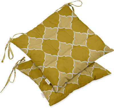 Vargottam Polyester Fibre Geometric Chair Pad Pack of 2(Yellow 3)