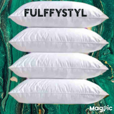 fulffystyl Polyester Fibre Sleeping Pillow Pack of 4 Abstract(White)