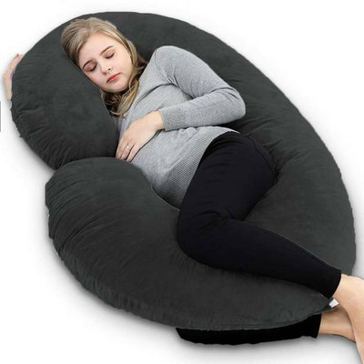 rithwik finishing pregnancy pillow Microfibre Solid Body Pillow Pack of 1(Grey)