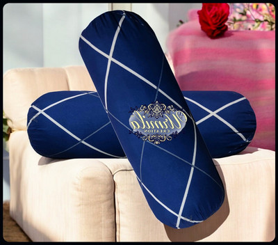 JAYOG ENTERPRISE Round Microfibre Geometric Bolster Pack of 2(Dark Blue)