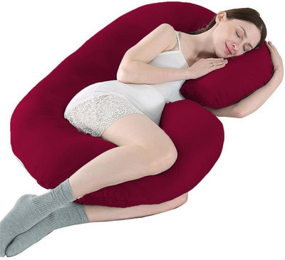 Mom's Moon Microfibre Solid Pregnancy Pillow Pack of 1(Maroon)