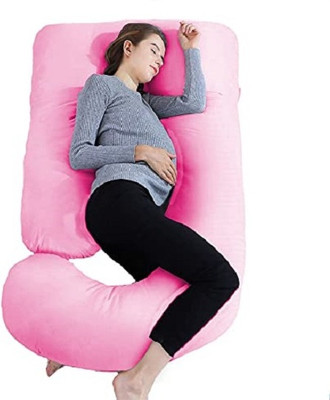 JoJo ultra soft j shaped pillow Microfibre, Polyester Fibre Solid Pregnancy Pillow Pack of 1(Pink)