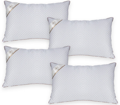 AYKA AYAK_SPARSH_CORDPILLOW_18*27_PACK02 Polyester Fibre, Cotton Geometric Sleeping Pillow Pack of 4(White)