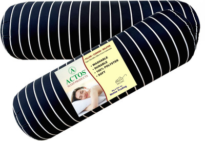 ACTOS Round Microfibre Stripes Bolster Pack of 2(Black24)