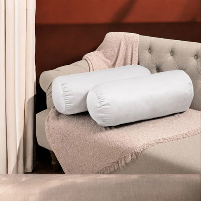 Urmila Creation Polyester Fibre Solid Bolster Pack of 2(White)