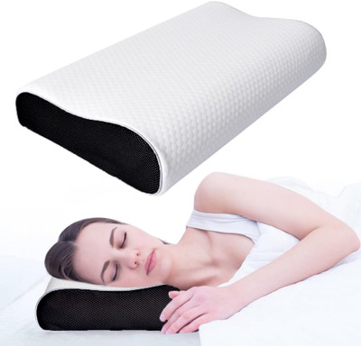CUSHIO Memory Foam Solid Orthopaedic Pillow Pack of 2(White)