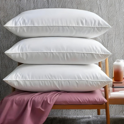 YPOLOIPO LUXURY Polyester Fibre Abstract Sleeping Pillow Pack of 3(White)