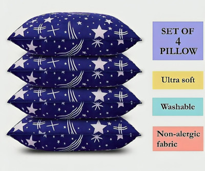 vraanc Luxury Polyester Fibre Abstract Sleeping Pillow Pack of 4(Blue)