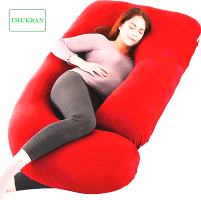 THUKRAN J Shape Microfibre Solid Pregnancy Pillow Pack of 1(Red)