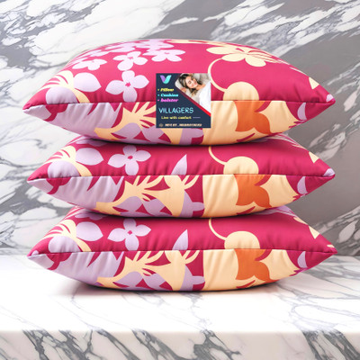 Tecsun FLOWER Microfibre Abstract Sleeping Pillow Pack of 3(Pink)