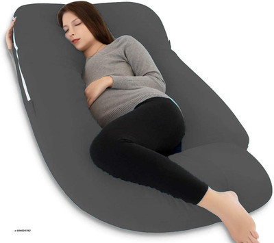 dyf ultra soft j shaped Polyester Fibre Solid Pregnancy Pillow Pack of 1(Grey)