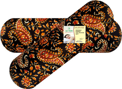 ACTOS Microfibre Floral Bolster Pack of 2(Black, Multicolor19)