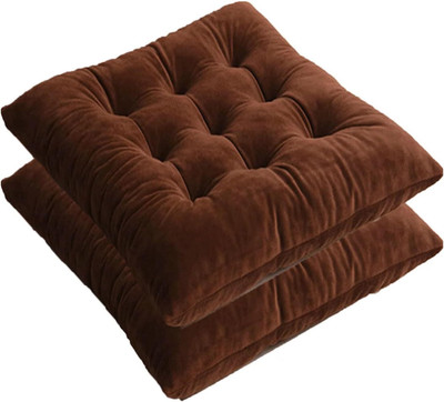 aeTHEric Microfibre Solid Chair Pad Pack of 2(Brown)