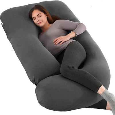 Victostar j shape pregnancy pillow Polyester Fibre Solid Pregnancy Pillow Pack of 1(Gray)