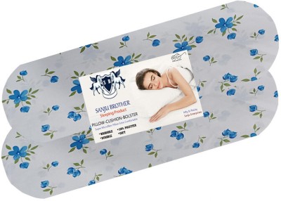 SANJU BROTHER Microfibre Floral Bolster Pack of 2(Blue)