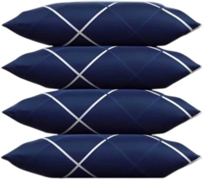 Rolling Animal Microfibre Sleeping Pillow Pack of 4 Solid LUXARY(Multicolor, Dark Blue, White)