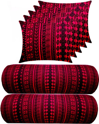 Swikon star Microfibre Geometric Bolster Pack of 7(Maroon)