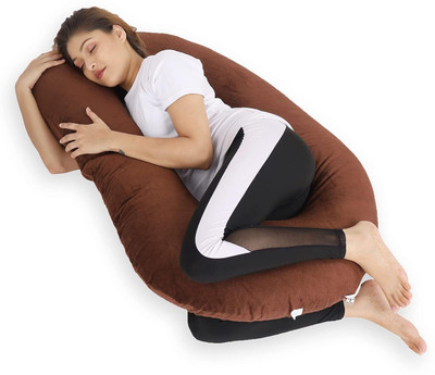ZOXAB Luxury U Shape Polyester Fibre Solid Pregnancy Pillow Pack of 1(Brown)
